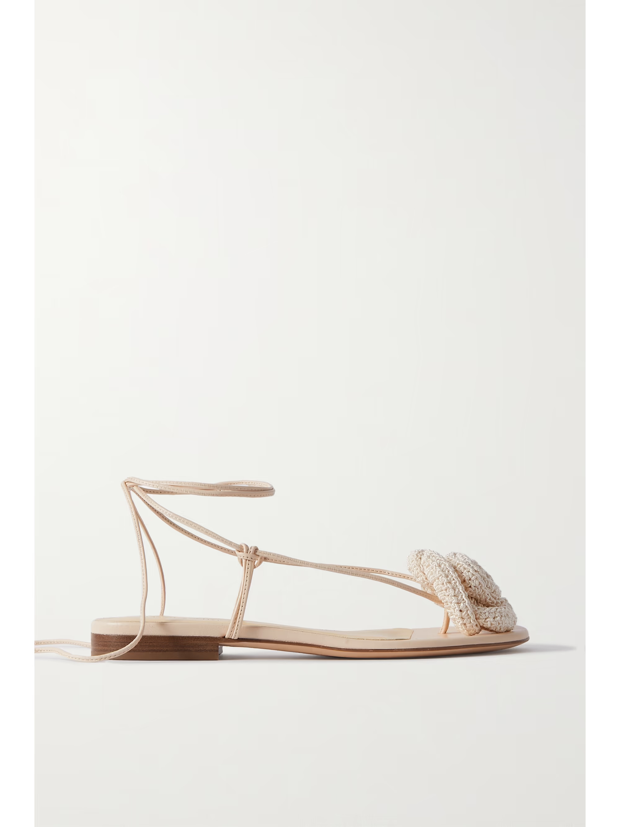 Crocheted cotton-blend and leather sandals | NET-A-PORTER (US)