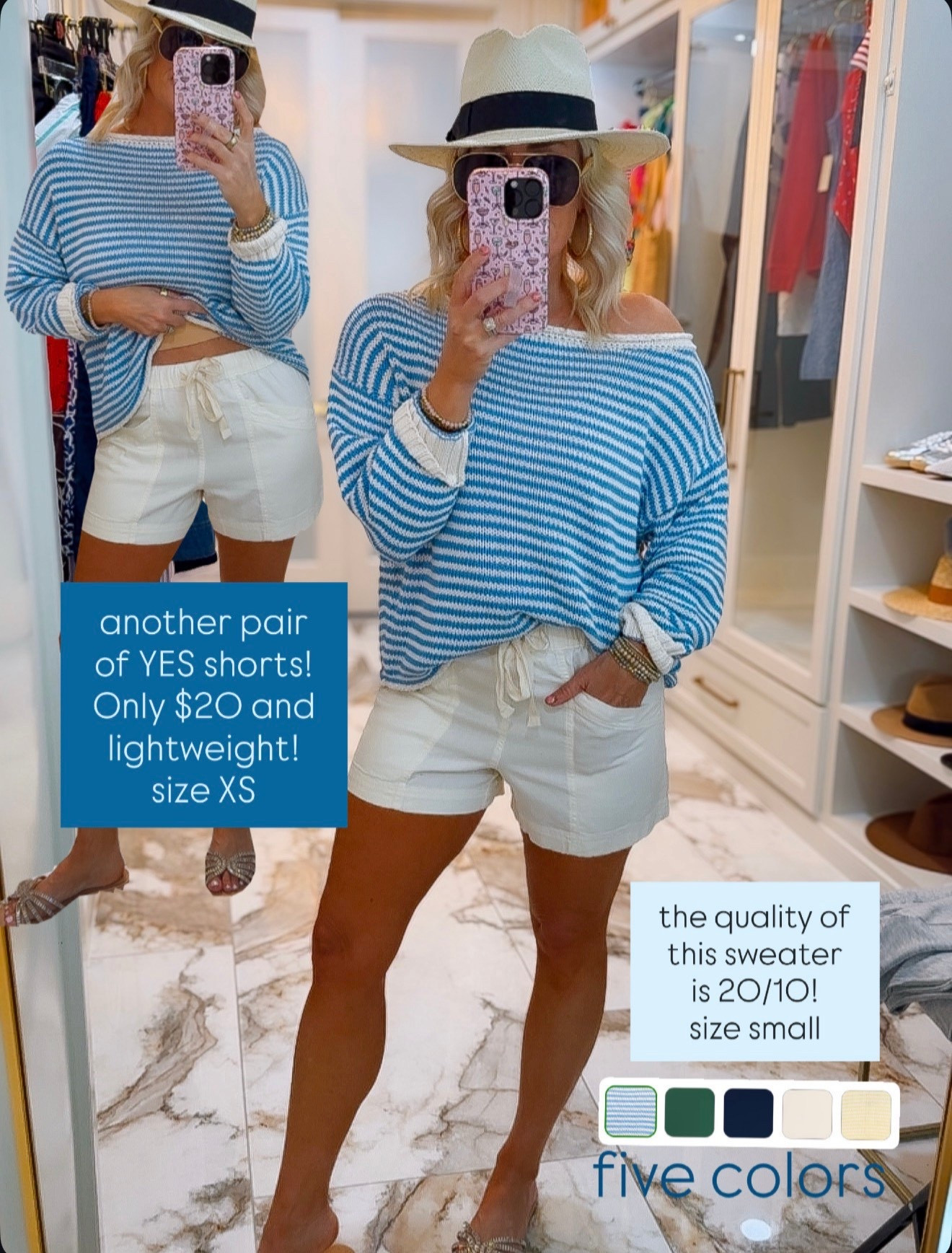 Love this stitched sweater - small
And the linen shorts are so comfy - XS