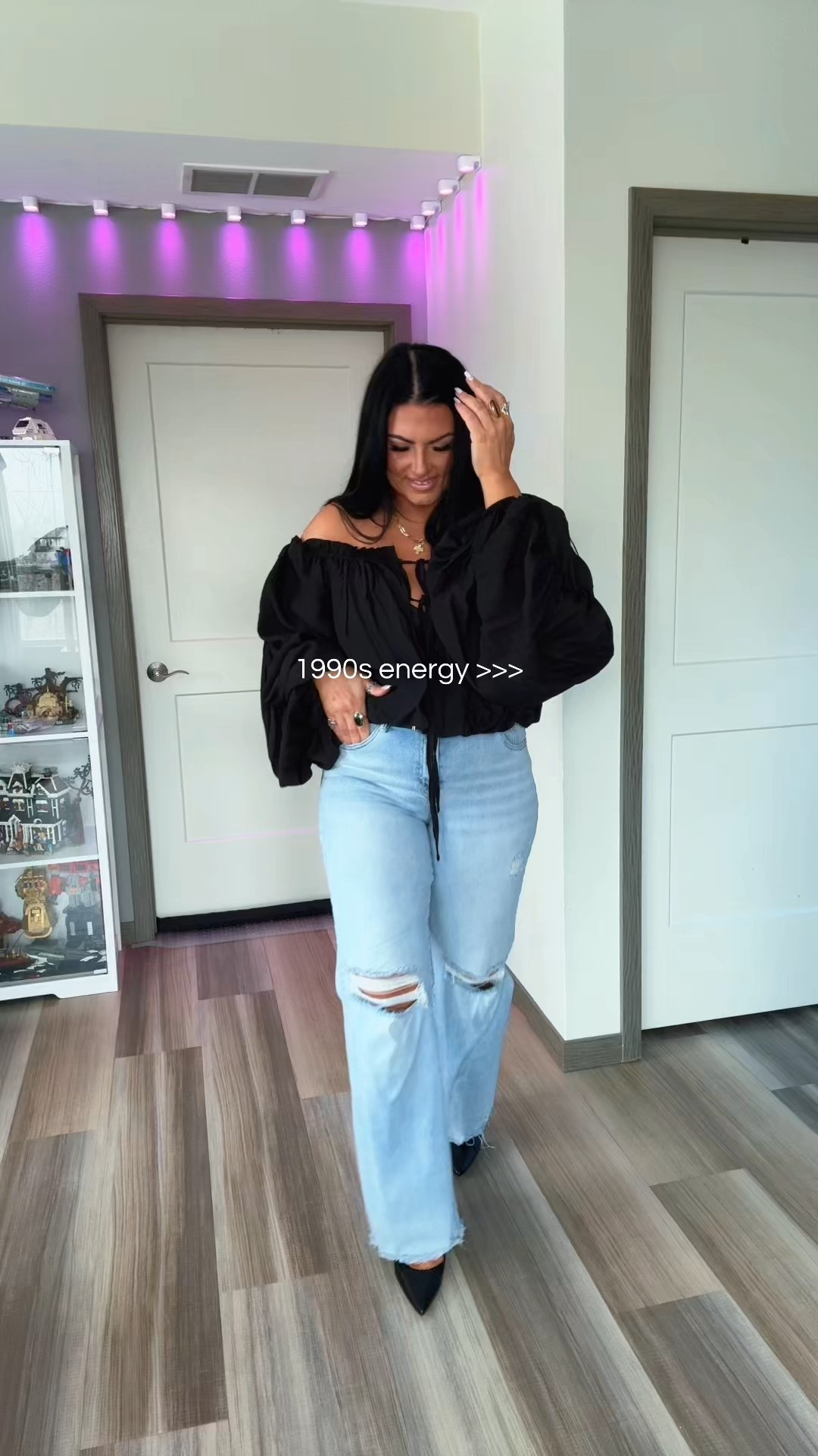 Size down one in the jeans. Ex: I’m a 14 wearing a 13. Top I’m wearing an XL. If you have bigger arms it might feel tight in the arm/off shoulder area. But idc it’s cute I’m still wearing it. 

#LTKMidsize