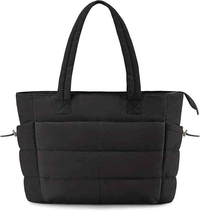 Tote Bags For Women Puffer Shoulder Bag with Zipper Quilted Satchel Handbags For Work,Travel, Gym... | Amazon (US)