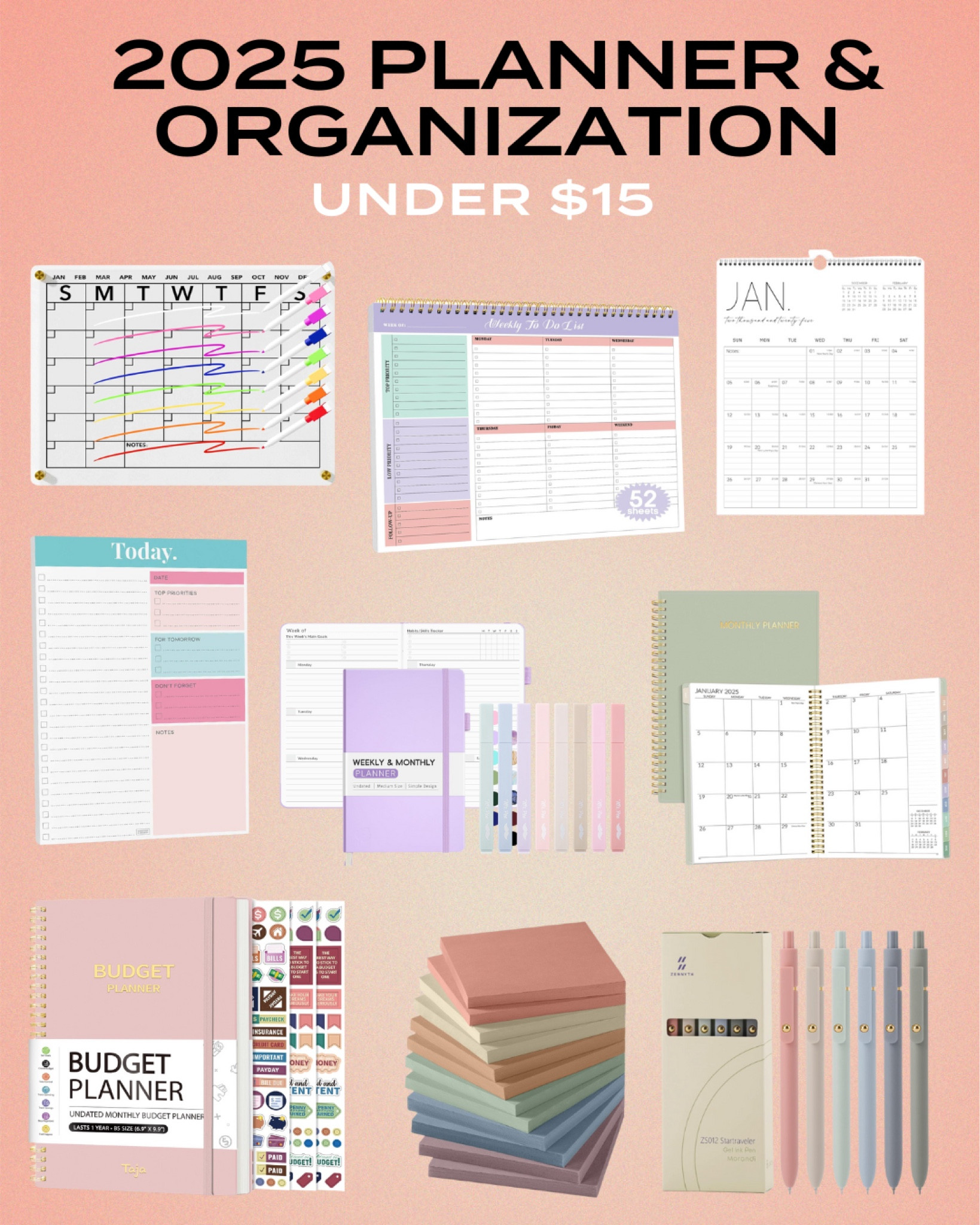 2025 New Year reset essentials! Planning & organization for under $15.

#LTKFindsUnder50 #LTKHome #LTKFindsUnder100