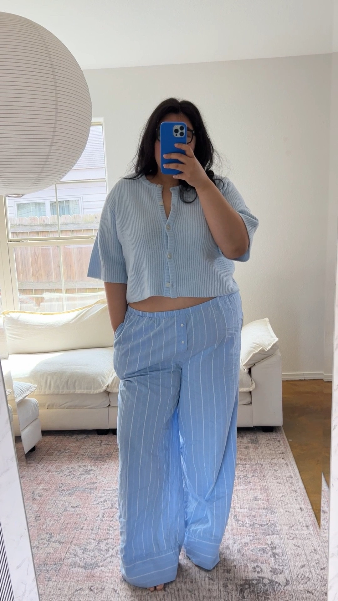 Lazy morning outfit

Sizing: 
XL in cardigan (tts) 
 XL in bottoms (run big) I like them oversized so I’m comfy sleeping. Also 100% cotton and lightweight 

Aerie cardigan, striped pj pants 

#LTKSpringSale #LTKSaleAlert #LTKMidsize
