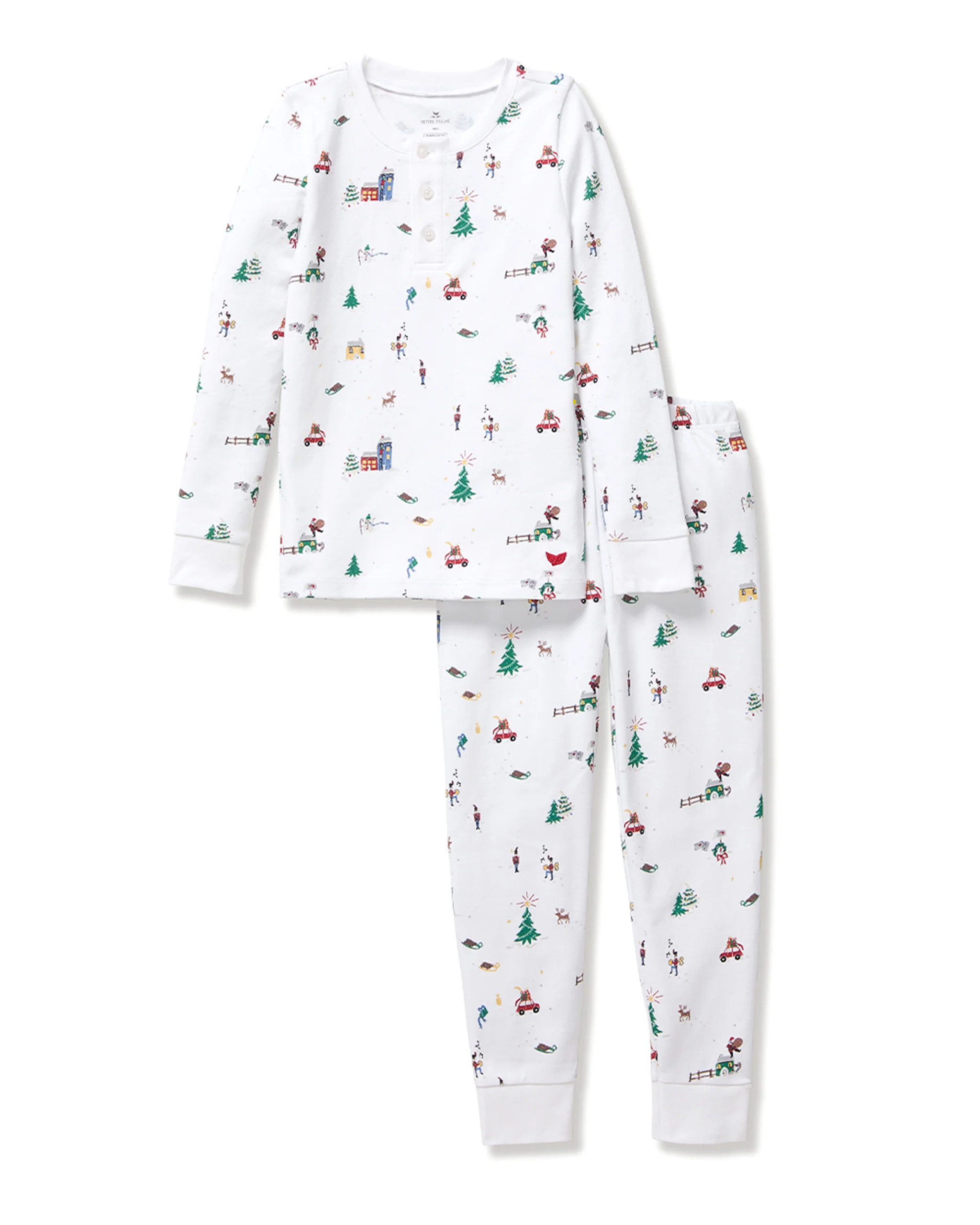 Kids Pima Snug Fit Pajama Set in Holiday Town | Petite Plume