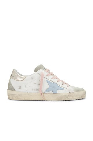 Golden Goose Super-Star Sneaker in White, Ice, Powder Blue, & Platinum from Revolve.com | Revolve Clothing (Global)