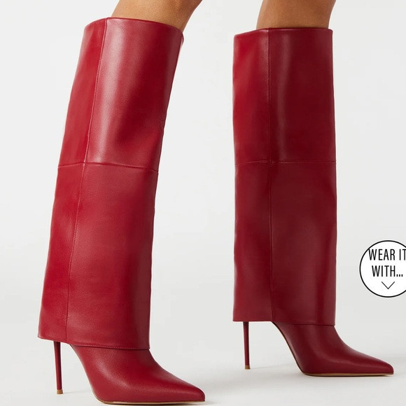Steve Madden Red Heeled Boots SMITH sz8 | Poshmark