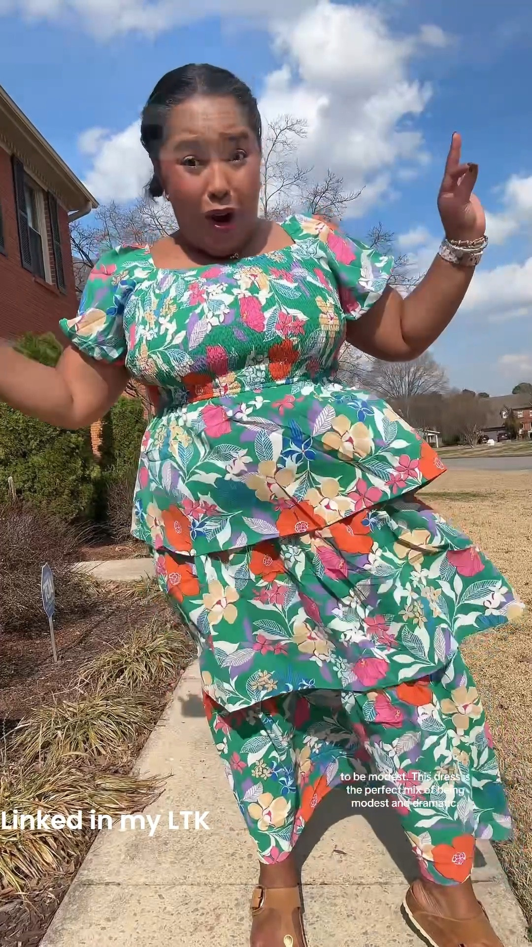 Just because it’s modest doesn’t mean it’s boring!  Stretchy bodice
and great tiered skirt!

#LTKPetite #LTKOver40 #LTKMidsize