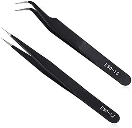 2pcs Straight and Curved Pointed Tweezers for Eyelash Extension - Nail Sticker Rhinestones Gems Pick | Amazon (US)