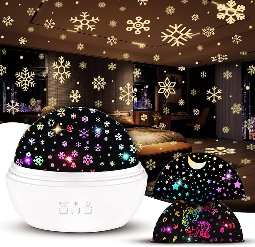 3 in 1 Christmas Projector Night Light Indoor, Snowflake Night Light for Room Decor, Kids Star Pr... | Amazon (US)