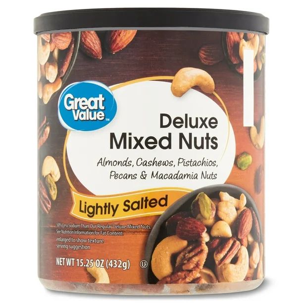Great Value Lightly Salted, Deluxe Mixed Nuts, 15.25 oz - Walmart.com | Walmart (US)