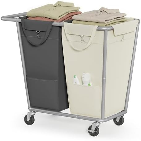 SONGMICS Laundry Basket with Wheels, 2-Section Laundry Sorter, 50.2 Gallons (190 L) Rolling Hampe... | Amazon (US)