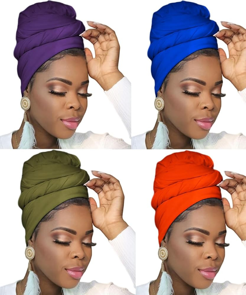 Turban Head Wraps for Black Women Hair Wraps Stretch Soft Jersey Hijab Scarf Headwraps Headband | Amazon (US)