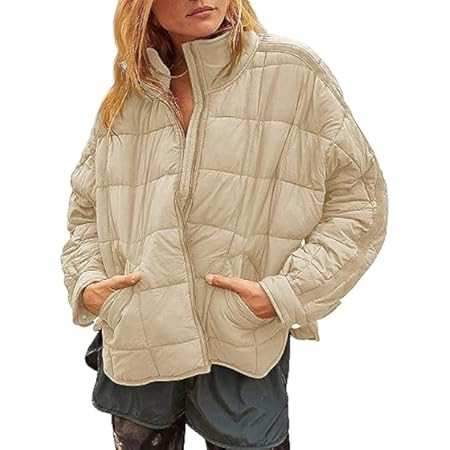 Bianstore Women's Oversized Splice Quilted Lightweight Puffer Jacket Casual Padded Coat | Amazon (US)