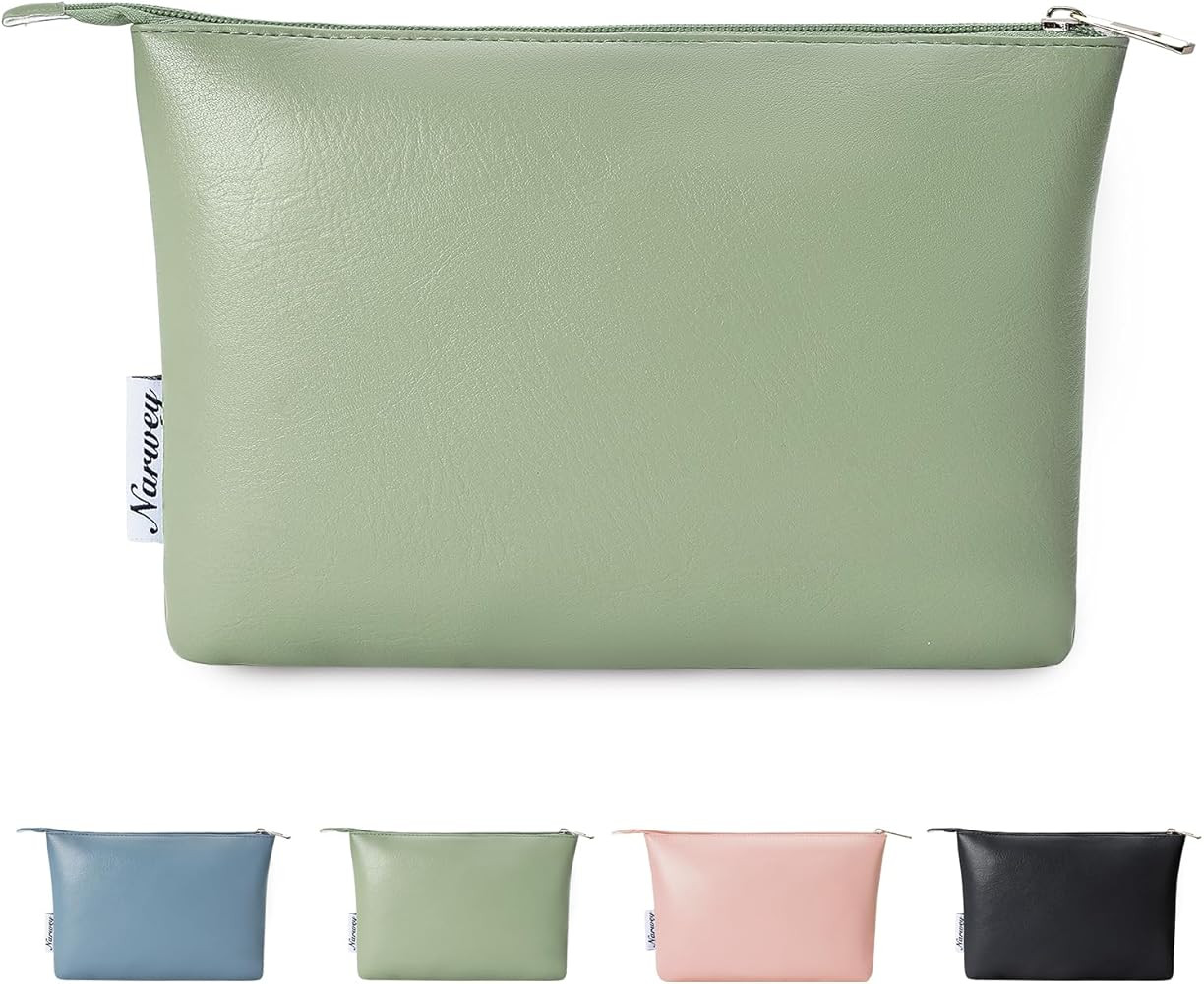 Narwey Small Makeup bag for Purse, Small Makeup Pouch for Purse Cosmetic Bag with Zipper, Cute PU... | Amazon (US)