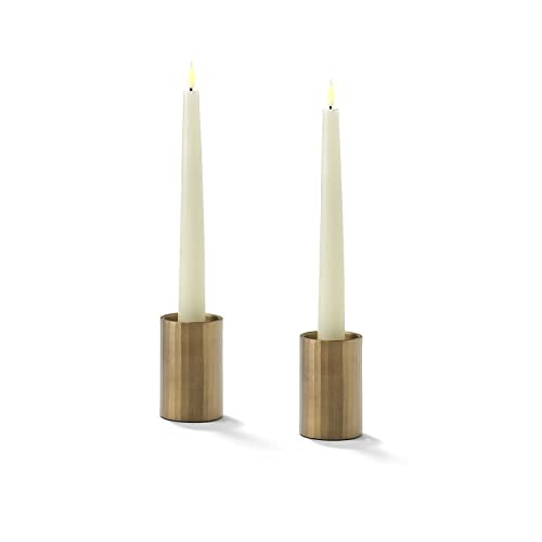 Candlestick Holders for Taper Candles - Set of 2, Aged Brass Finish, 4 Inch, Fits Standard Tapere... | Amazon (US)