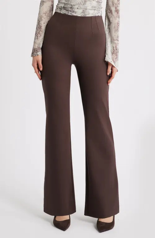 Open Edit High Waist Flare Pants in Brown Seal at Nordstrom, Size Small | Nordstrom
