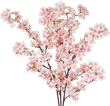 MINYULUA Artificial Cherry Blossom Branches, 39 Inch Faux Cherry Flowers, Silk Tall Fake Flower V... | Amazon (US)