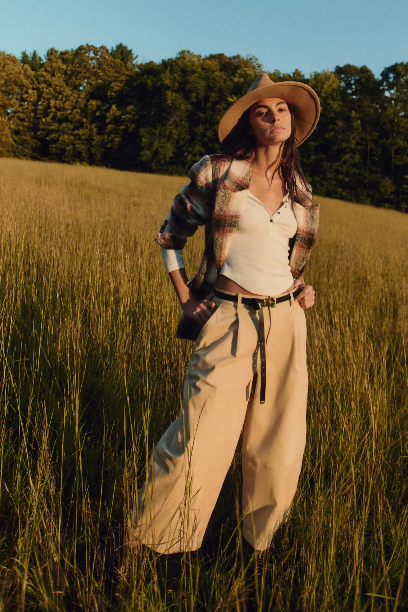 Maeve Pleated Barrel-Leg Chino Pants | Anthropologie (US)