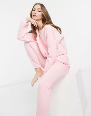 Chelsea Peers organic cotton heavy weight lounge set in light pink | ASOS | ASOS (Global)