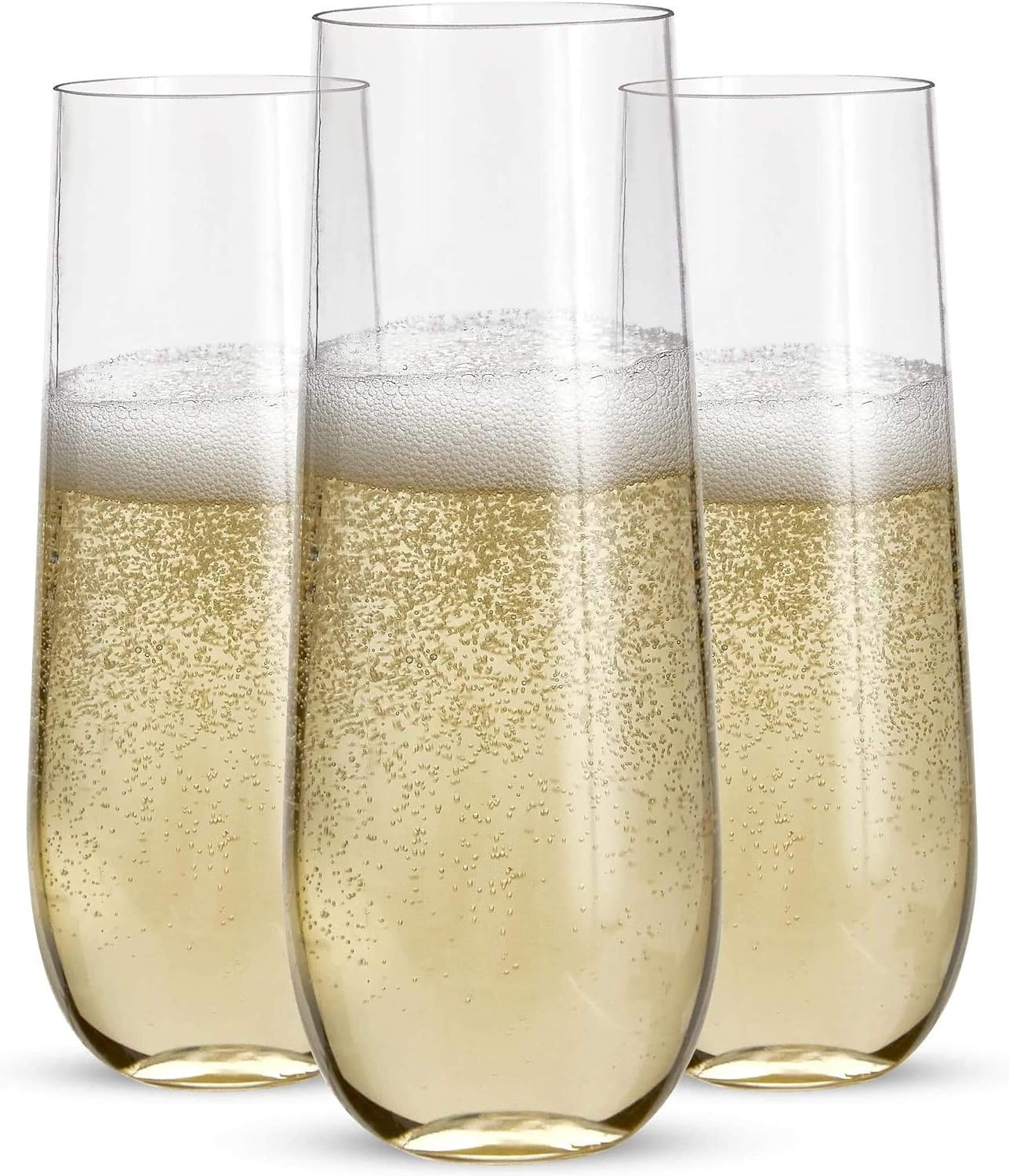 24 Stemless Plastic Champagne Flutes - 9 Oz Plastic Champagne Glasses | Clear Plastic Unbreakable... | Amazon (US)
