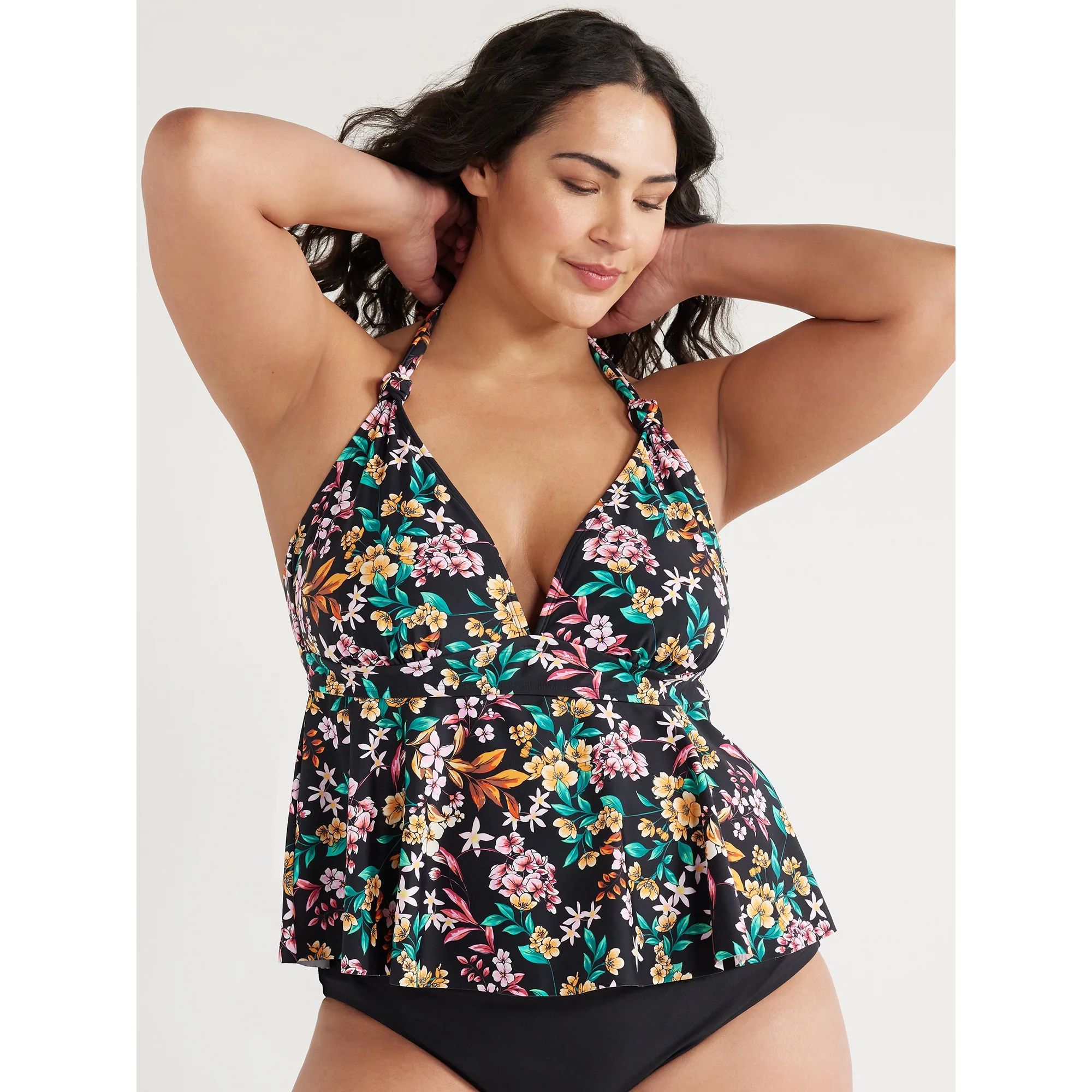 Time and Tru Women's and Plus Floral Tankini Swim Top, Sizes S-3X | Walmart (US)