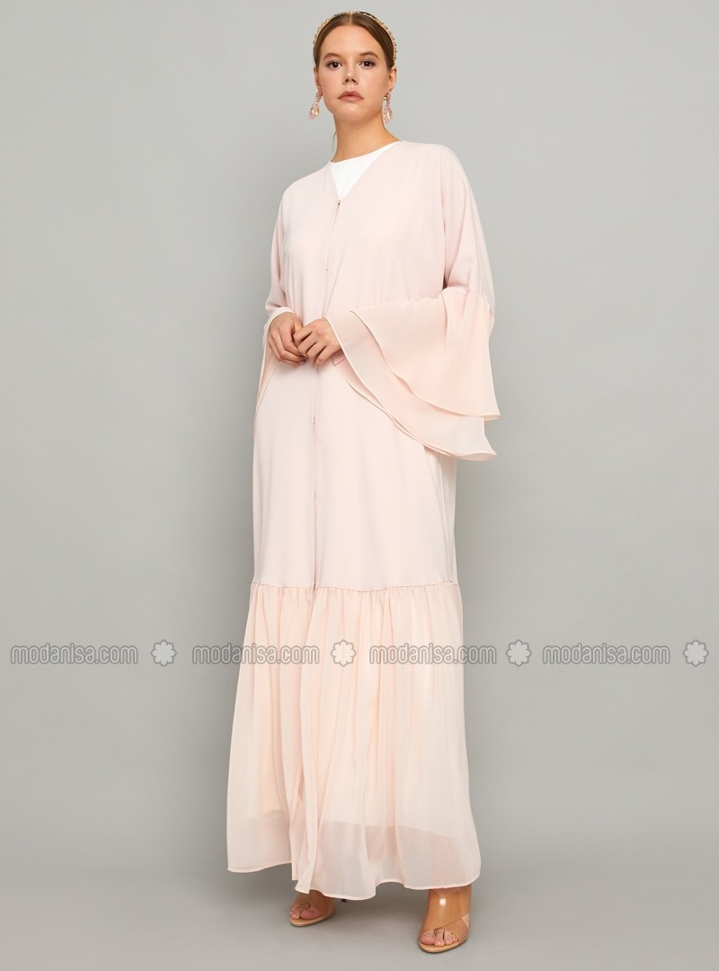 Powder - Unlined - V neck Collar - Abaya | Modanisa (US)