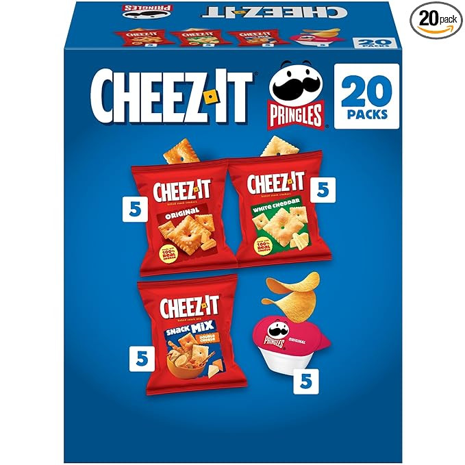 Cheez-It, Pringles, Lunch Snacks, Variety Pack, 16.95oz Box (20 Packs) | Amazon (US)