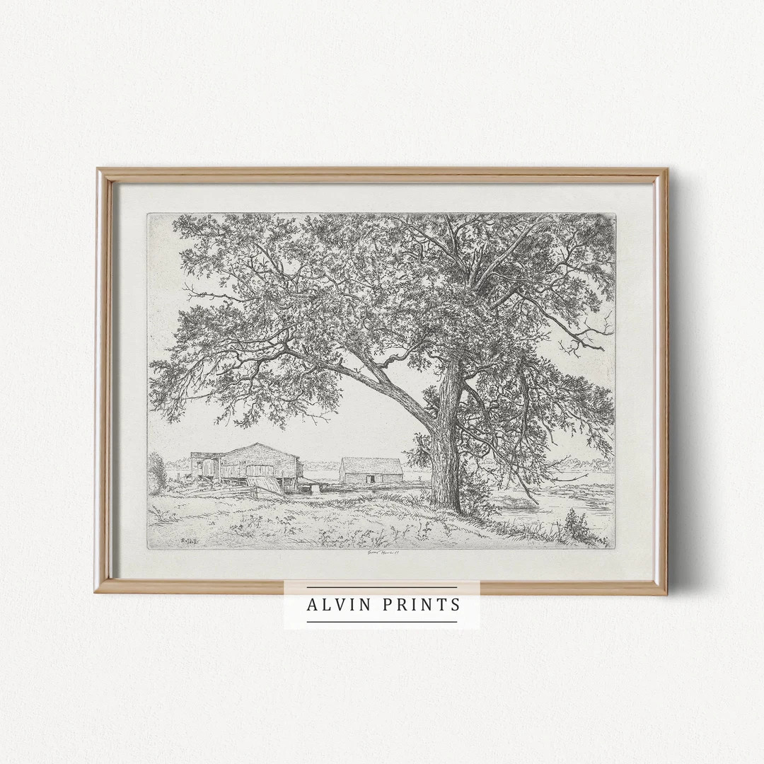 Vintage Etching Wall Art Mailed Fine Art Farmhouse - Etsy | Etsy (US)