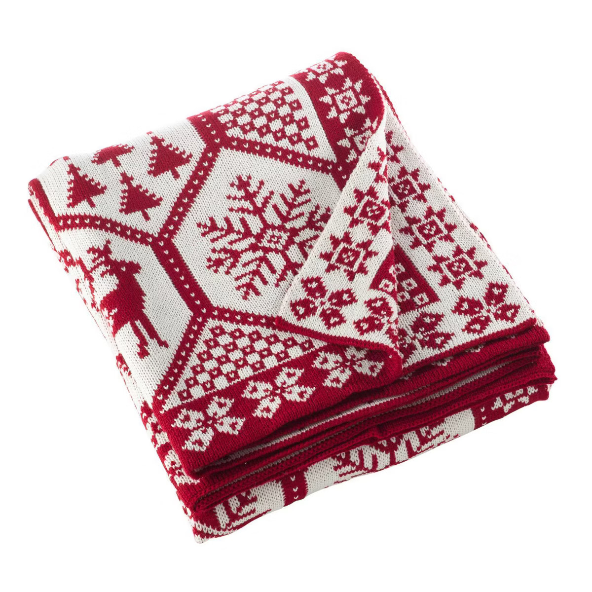 50"x60" Christmas Design Knitted Throw Blanket Red - Saro Lifestyle | Target