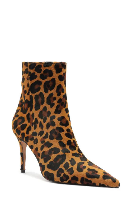 Schutz Mikki Pointed Toe Genuine Calf Hair Bootie in Leopard at Nordstrom, Size 8.5 | Nordstrom
