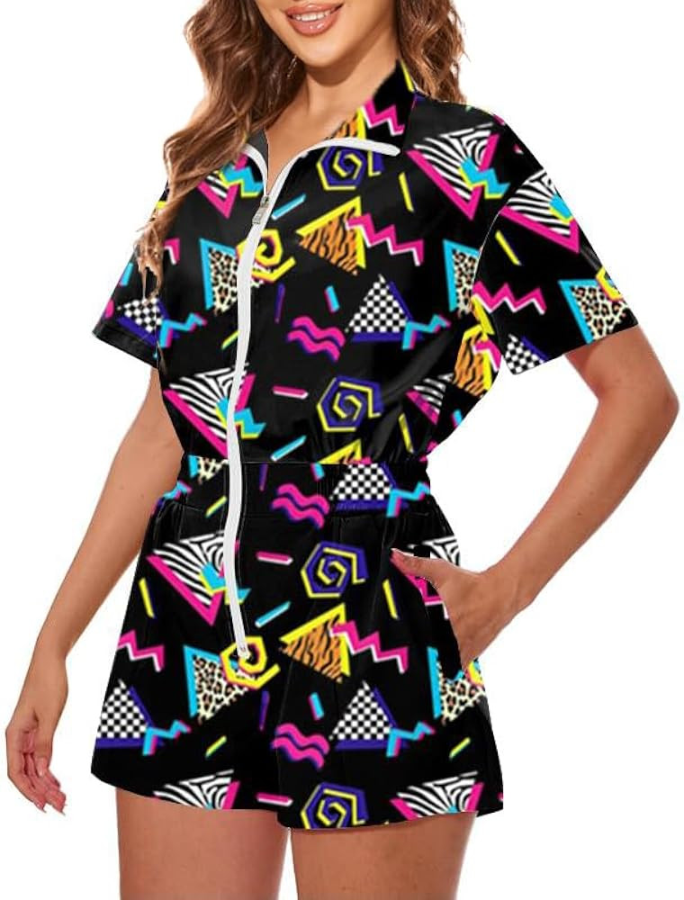 UOUA 80s Outfit for Women 90s Jumpsuit One-Piece Bodysuits Costume | Amazon (US)