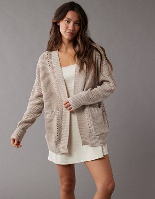 AE Pointelle-Knit Cardigan | American Eagle Outfitters (US & CA)
