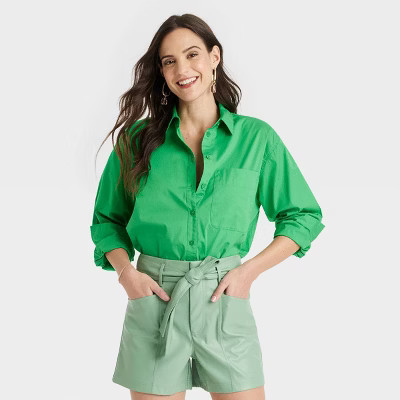 Women's Long Sleeve Oversized Button-Down Shirt - A New Day™ | Target