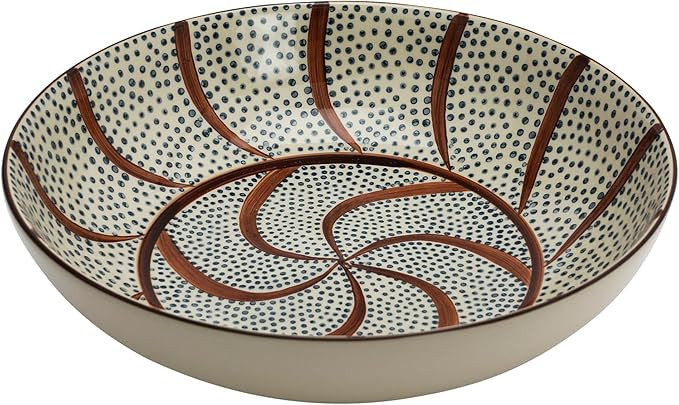 Creative Co-Op Hand Painted Stoneware Serving Bowl with Pattern, Multicolor Serveware, 14"L x 14"... | Amazon (US)