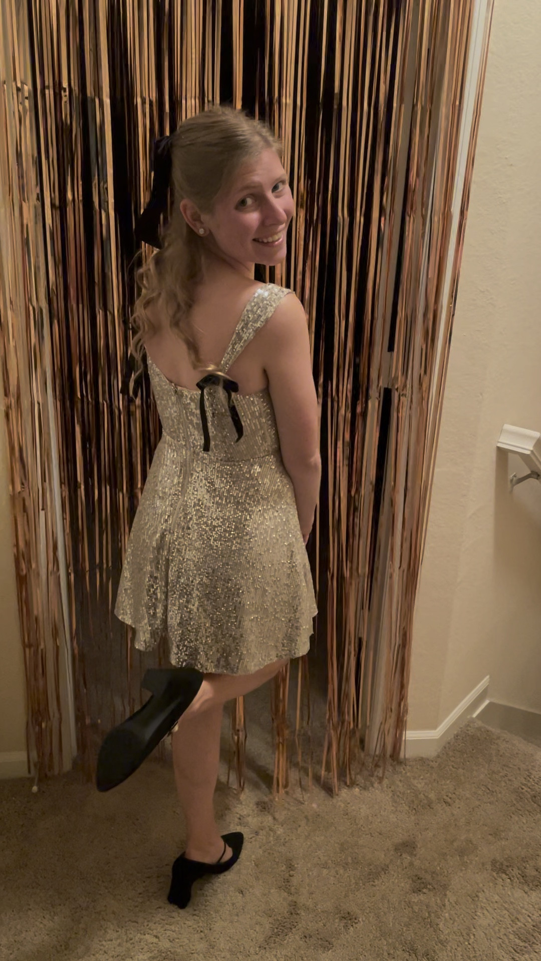 gold bridal shower dress For Love & Lemons Floral Ruffle Mini Dress main image 1