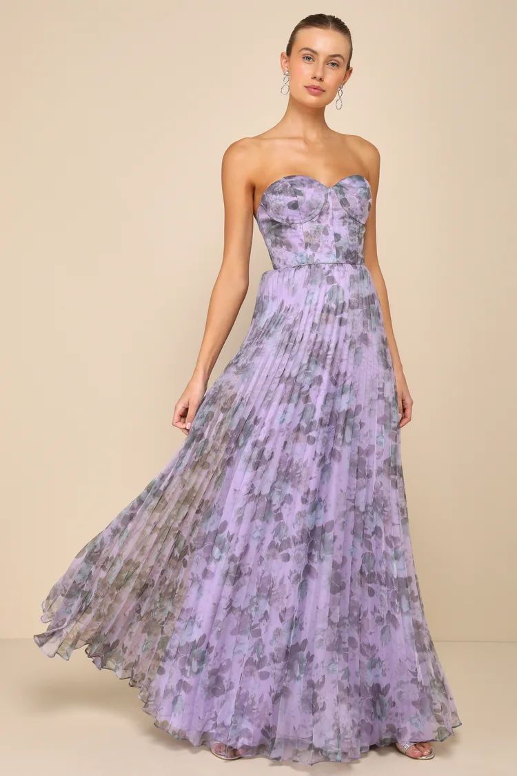 Most Beautiful Day Purple Multi Floral Print Organza Maxi Dress | Lulus