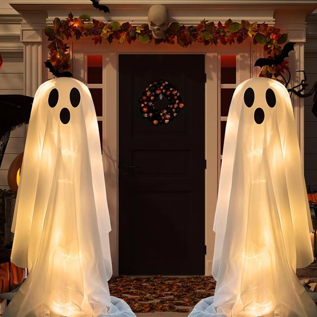 LOYATANK Halloween Decorations Indoor Outdoor-DIY 2PCS Large Lighted White Cloth Ghosts-Cute Ghos... | Walmart (US)