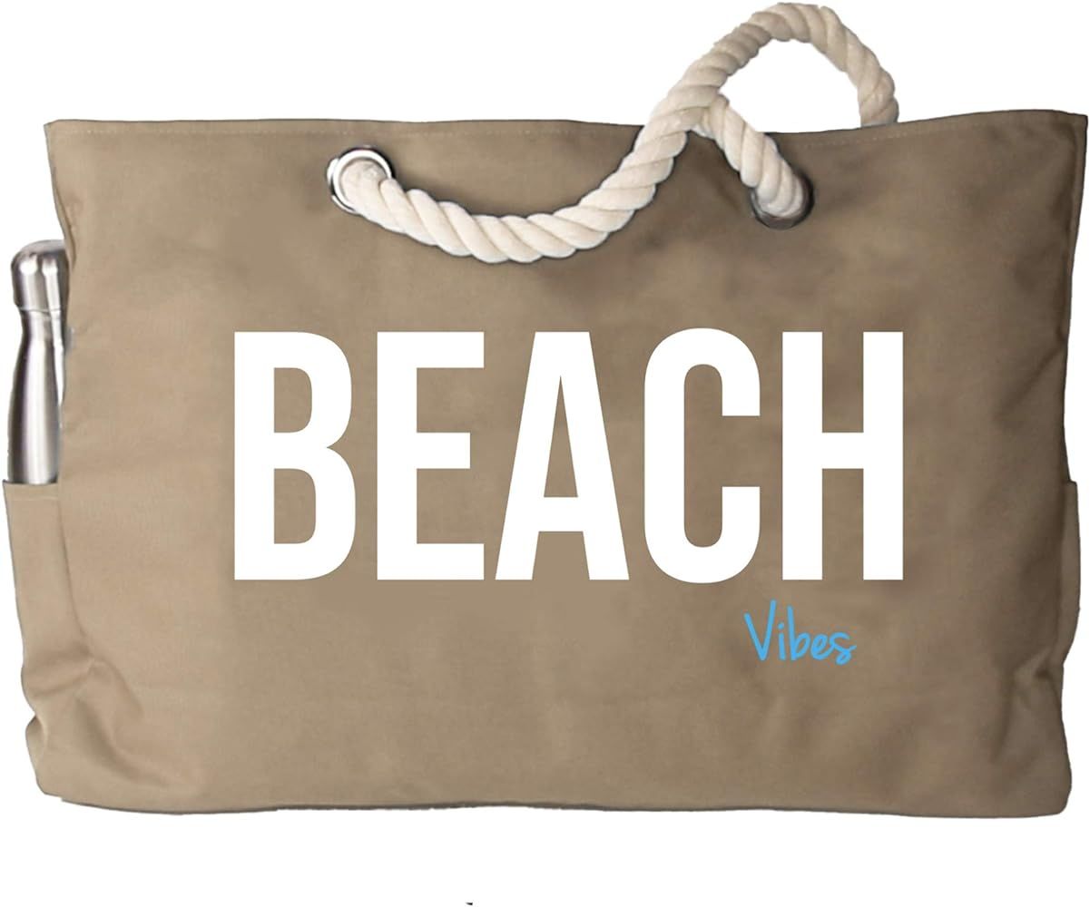 (XXL)"BEACH VIBES" - 100% Waterproof Travel Tote Bag (All Purpose Tote) with Rope Handle (Great O... | Amazon (US)