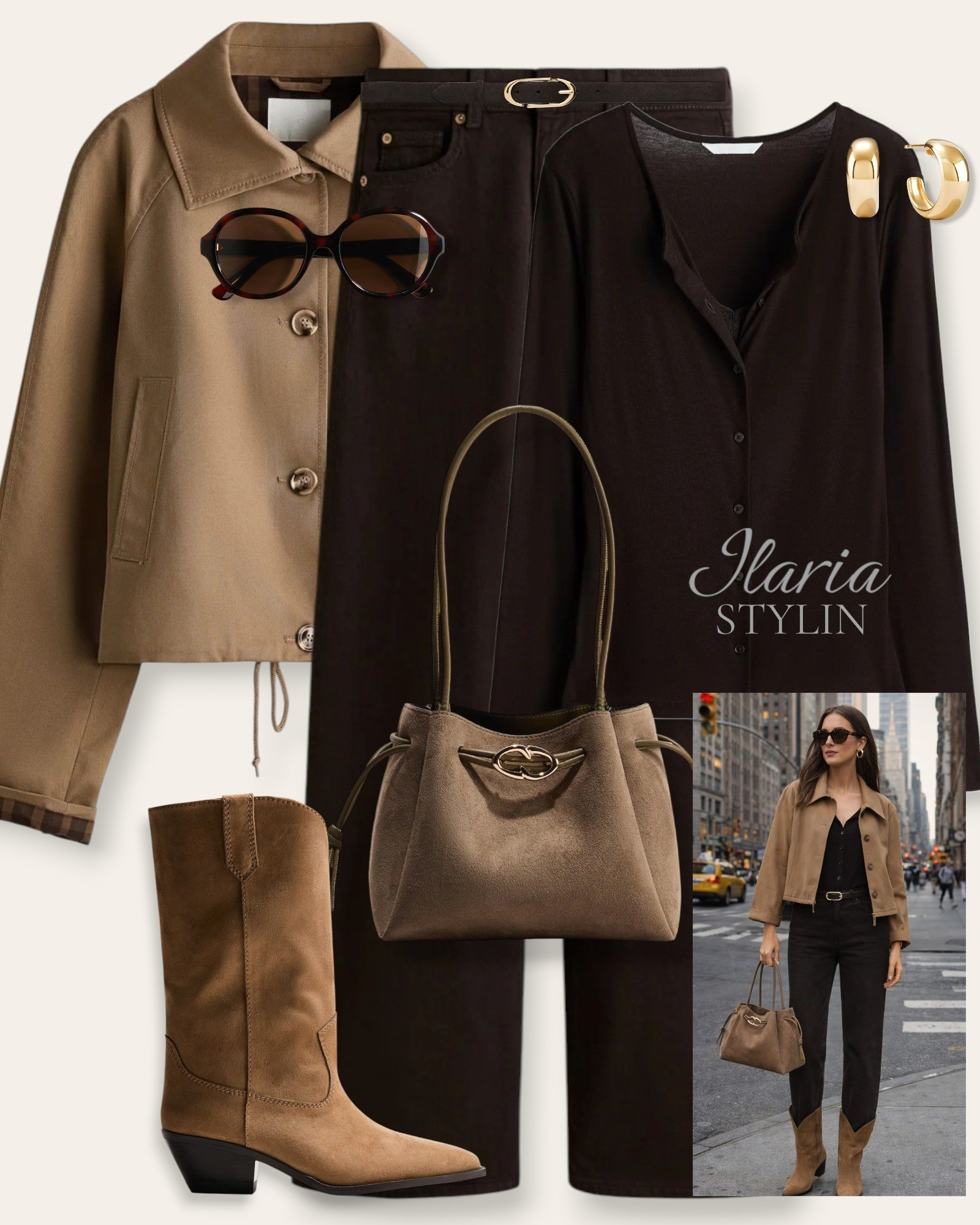 Warm contrast at its finest 🤎✨

Camel and chocolate tones styled with structured tailoring, suede textures, and statement cowboy boots for effortless sophistication.


outfit ideas, beige jacket, twill jacket, brown cardigan, layered cardigan, brown denim, brown jeans, wide leg jeans, cowboy boots, western boots, suede boots, taupe bag, napped bag, shoulder bag, casual outfit, casual chic outfit

#LTKSpringSale #LTKootd #LTKSeasonal