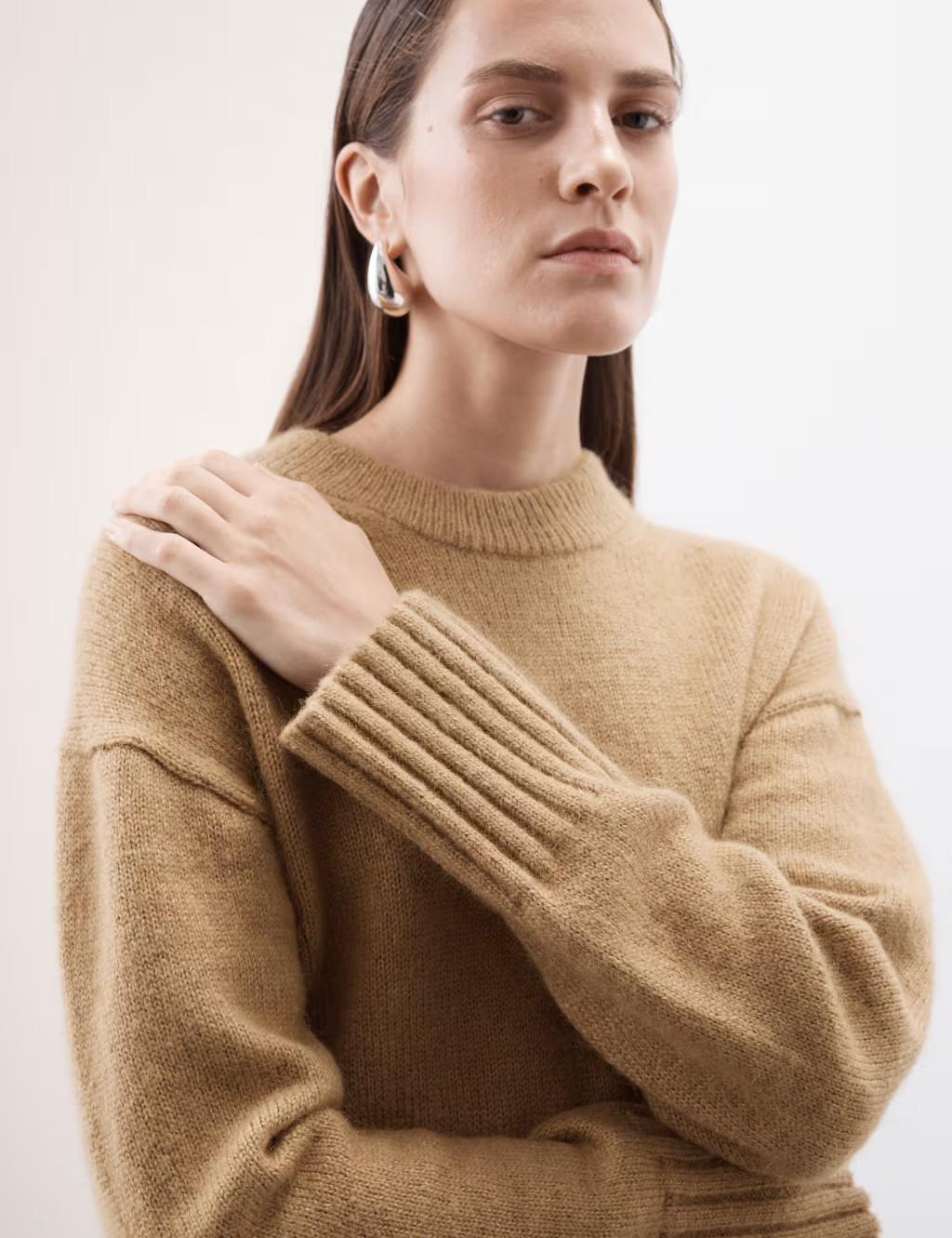 Crew Neck Cropped Jumper with Mohair | Marks & Spencer (UK)