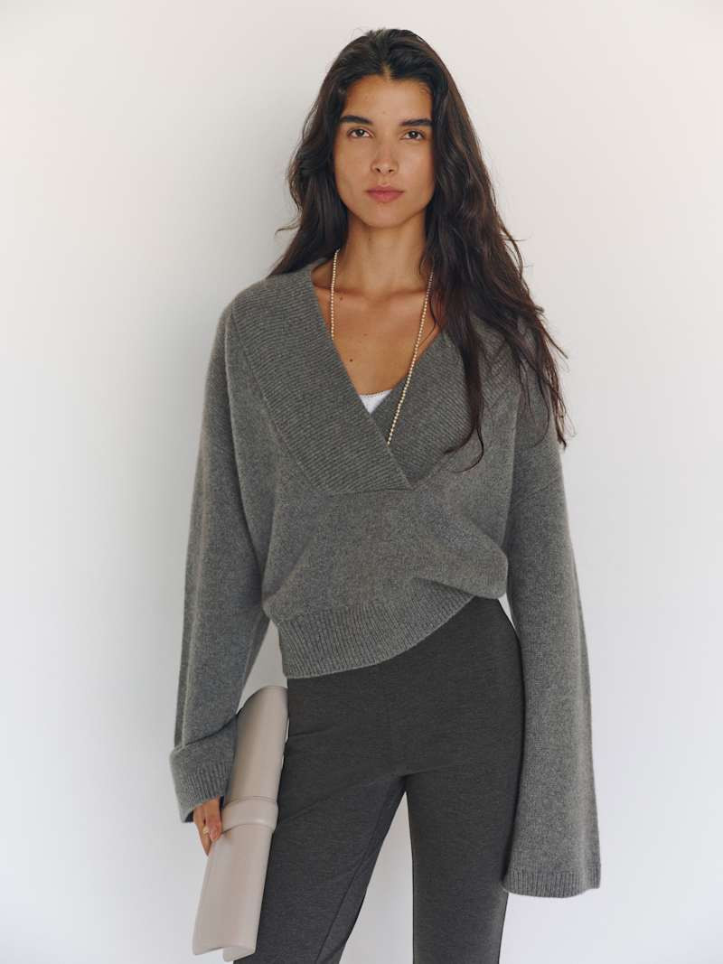 Reformation Easton Cashmere Sweater Blue Large | Reformation (Global)