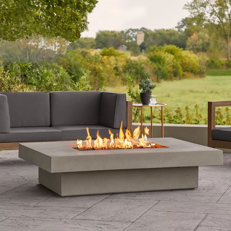 Cowden 14'' H x 60'' W Concrete Propane Outdoor Fire Pit Table | Wayfair Professional