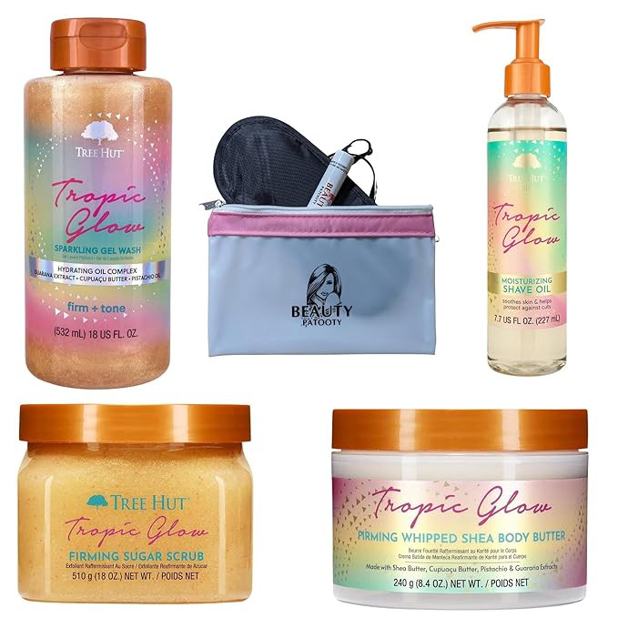 Tropic Glow Gift Set - Body Scrub, Body Wash, Body Butter, Shave Oil - Bundled With Beauty Patoot... | Amazon (US)