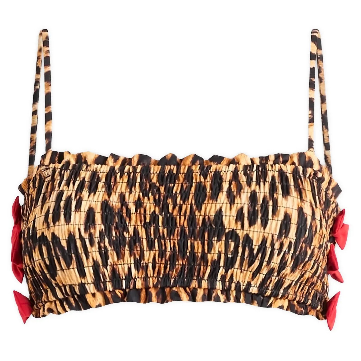 Damson Madder Women's Shirred Bow Bikini Top in Brown, Size UK 6 | END. Clothing