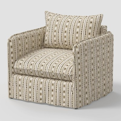 Berea Slouchy Lounge Chair with French Seams in IKAT Stripe Brown - Threshold™ | Target