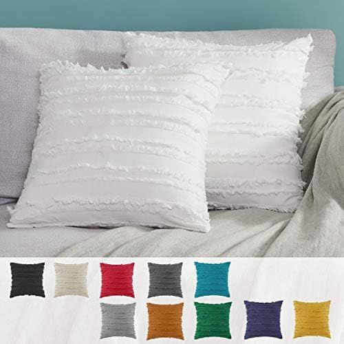 GIGIZAZA Decor Throw Couch Pillow Covers,18x18 Cotton White Sofa Pillows,Square Sofa Cushion Cove... | Amazon (US)