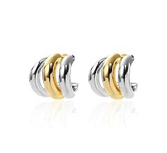 ABILITH Silver and Gold Triple Hoops Earrings for Women Trendy Two Tone Hoop 18K Chunky Gold Earr... | Amazon (US)
