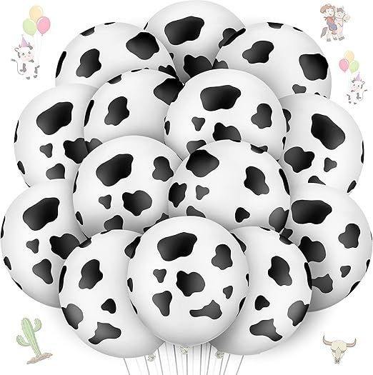 20 Pieces Cow Balloons Latex Balloons Funny Print Cow Balloons for Children's Birthday Farm Party... | Amazon (US)