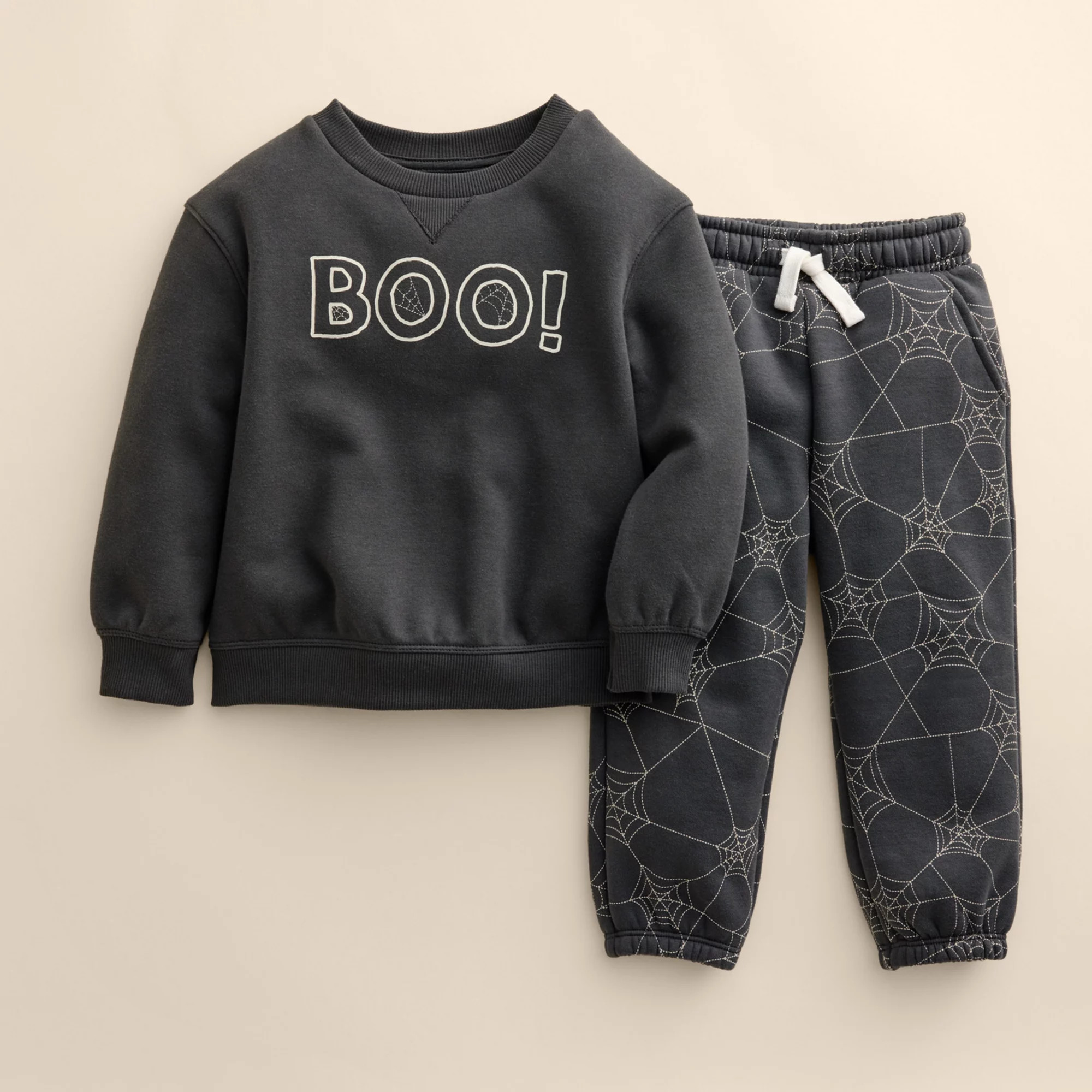 Kids 4-12 Little Co. by Lauren Conrad 2-Piece Fleece Sweatshirt & Pants Set, Girl's, Size: 7, Beige Pumpkins | Kohl's