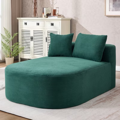 KTMBDW 67.5'' Chaise Lounge Chair Indoor, Corduroy Upholstered Sofa Bed, Sleeper Couch Reading Chairs Cloud Sofas Couches for Living Room, Green | Target