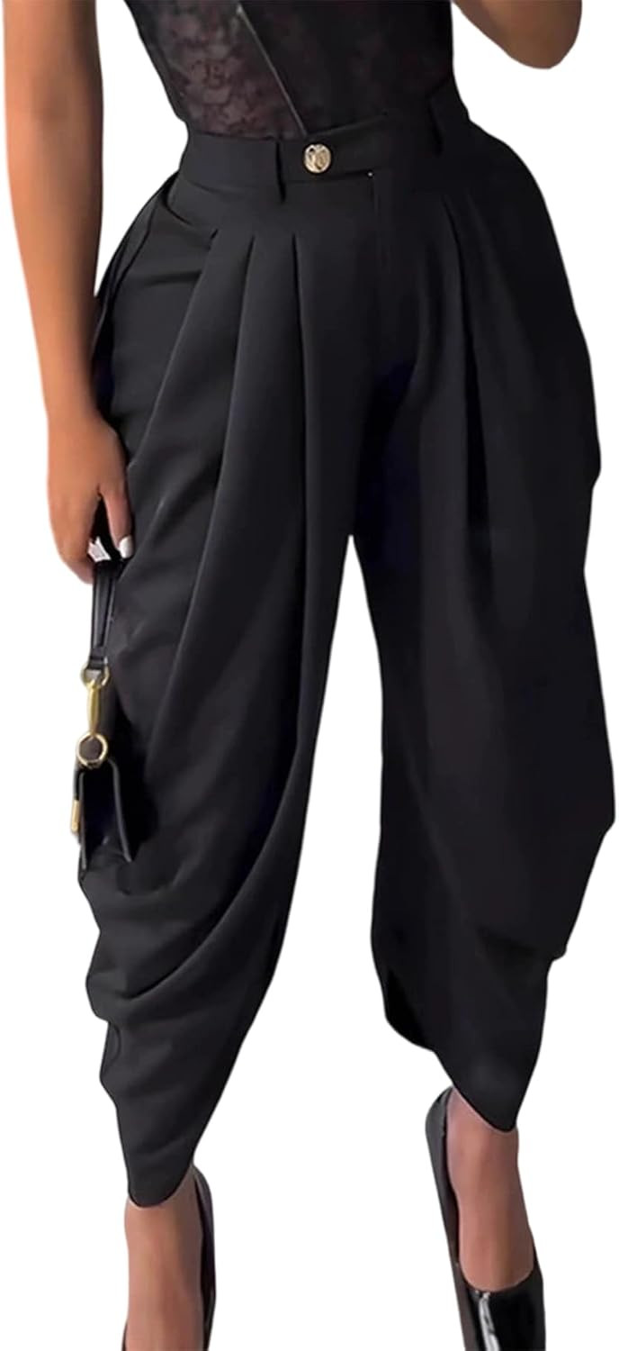 Unybwonn Women's Dress Slacks Pants Casual Pleated Business Work Pants Wide Leg High Waisted Palazzo Pants Trousers | Amazon (US)